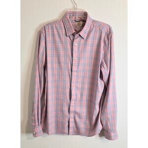 Faherty Brand Long Sleeve Button Up Shirt Men's Size Large Pink Blue Plaid